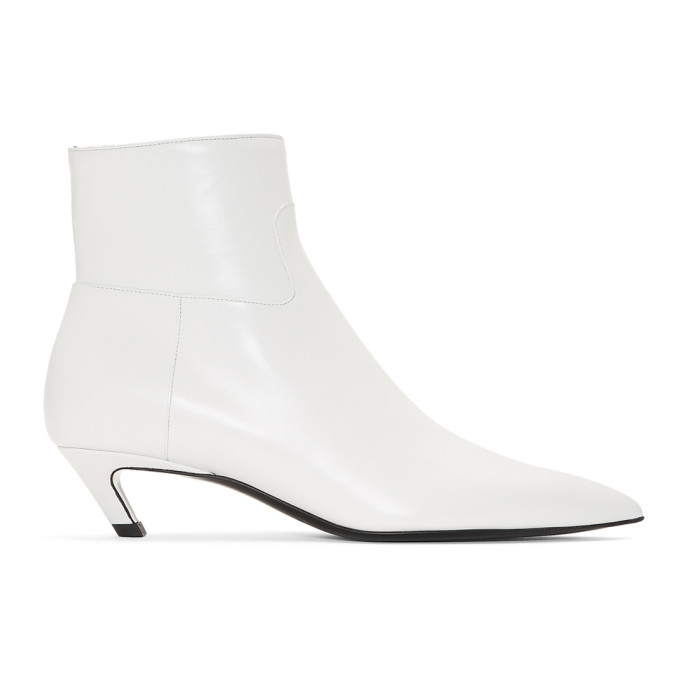 Balenciaga White Slash Heel Boots