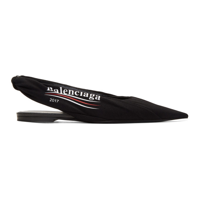 Balenciaga Black Campaign Logo Flats