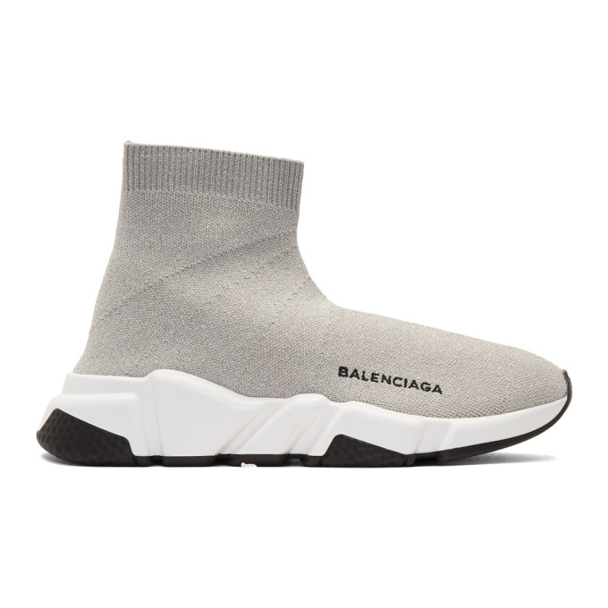 Balenciaga Silver Lurex Speed High-Top Sneakers