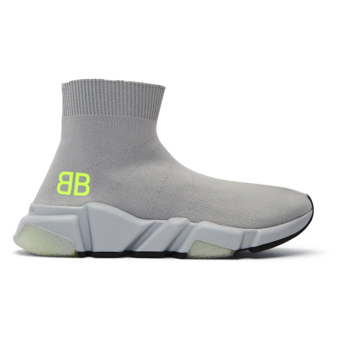 Balenciaga Grey BB Speed High-Top Sneakers