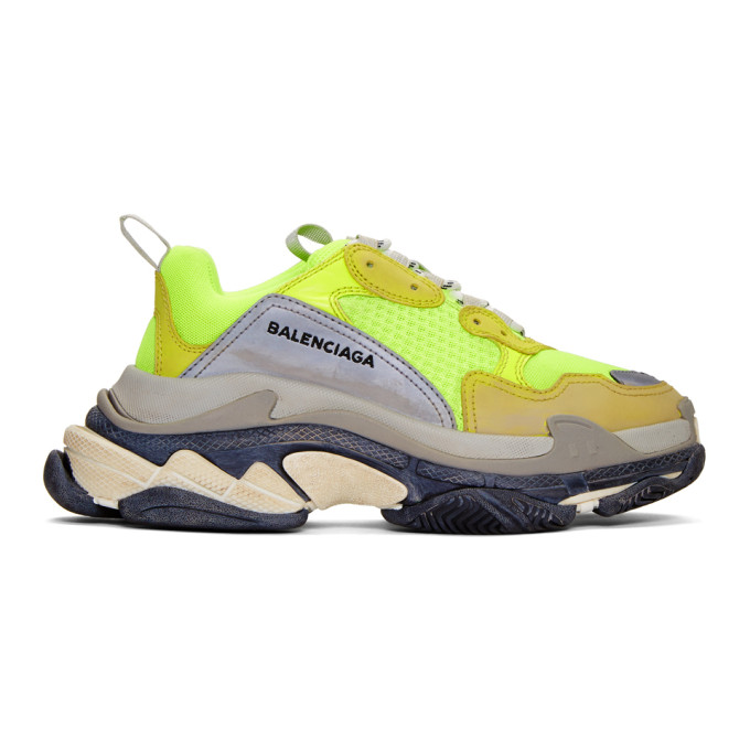 Balenciaga Yellow Neon Triple S Sneakers