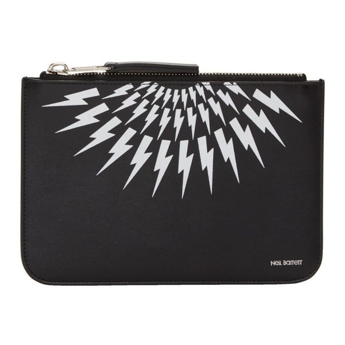 Neil Barrett Black & White Medium Zip Pouch