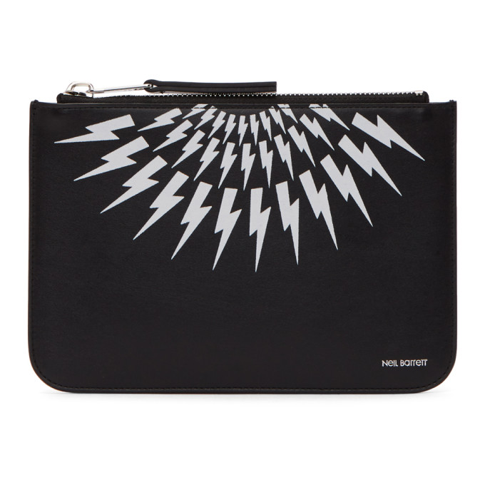 Neil Barrett Black & White Medium Thunderbolt Pouch