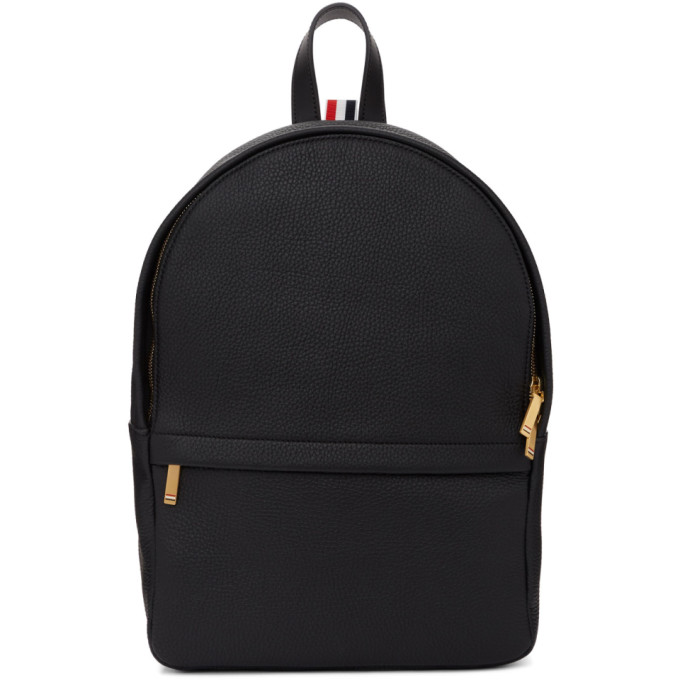 Thom Browne Black Leather Small Unstructured Backpack