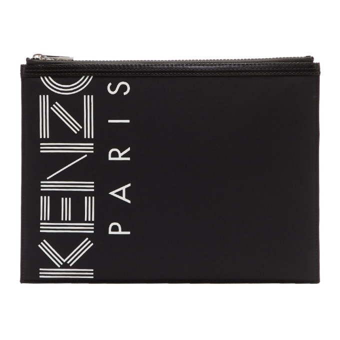 Kenzo Black A4 Logo Pouch