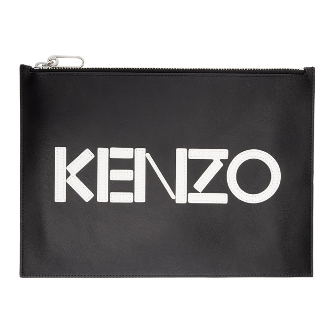 Kenzo Black Logo Zip Pouch