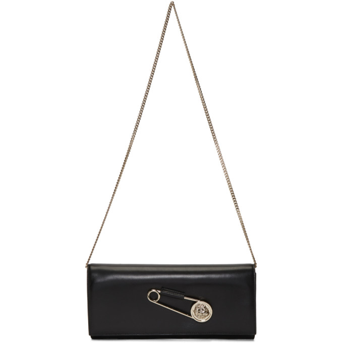 Versus Black Oversized Safety Pin Clutch