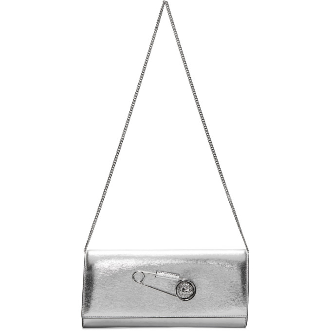 Versus Silver Oversized Safety Pin Clutch