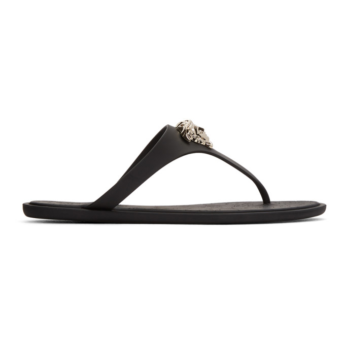 Versace Black Rubber Medusa Sandals