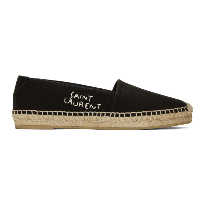 Saint Laurent Black 'SL' Embroidered Espadrilles