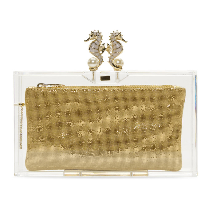 Charlotte Olympia Transparent Perspex Pandora Seahorse Clutch