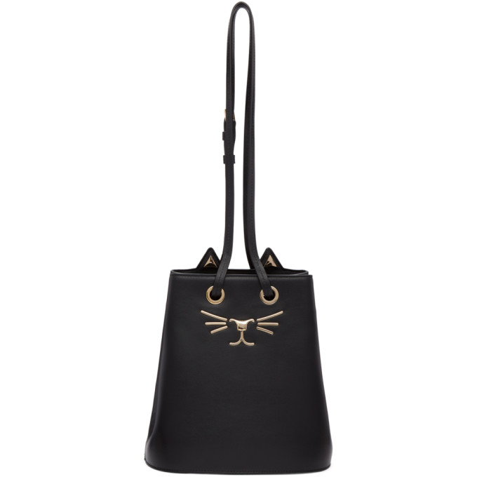 Charlotte Olympia Black Feline Bucket Bag