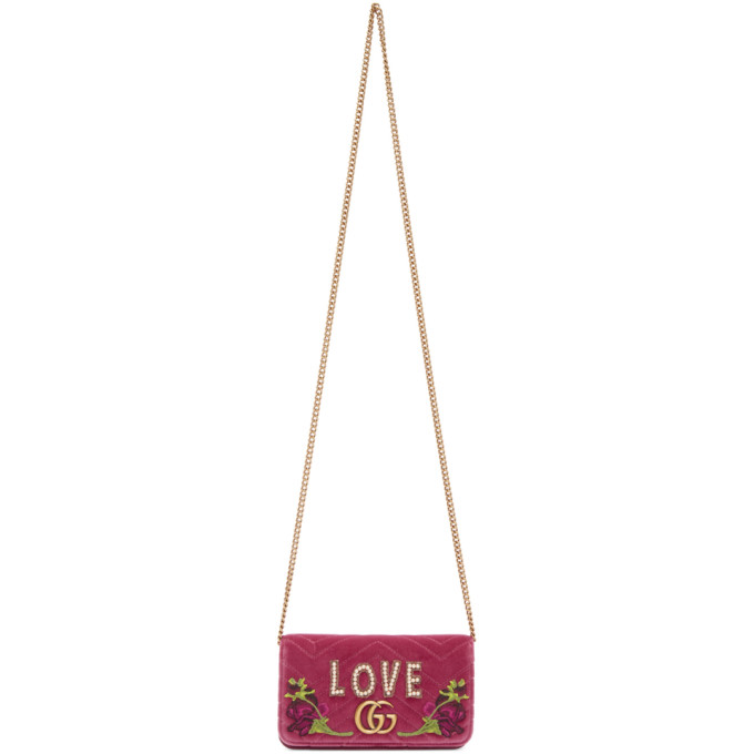 Gucci Pink Velvet Quilted GG Marmont 2.0 Bag