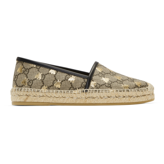 Gucci Beige GG Supreme Bee Espadrilles