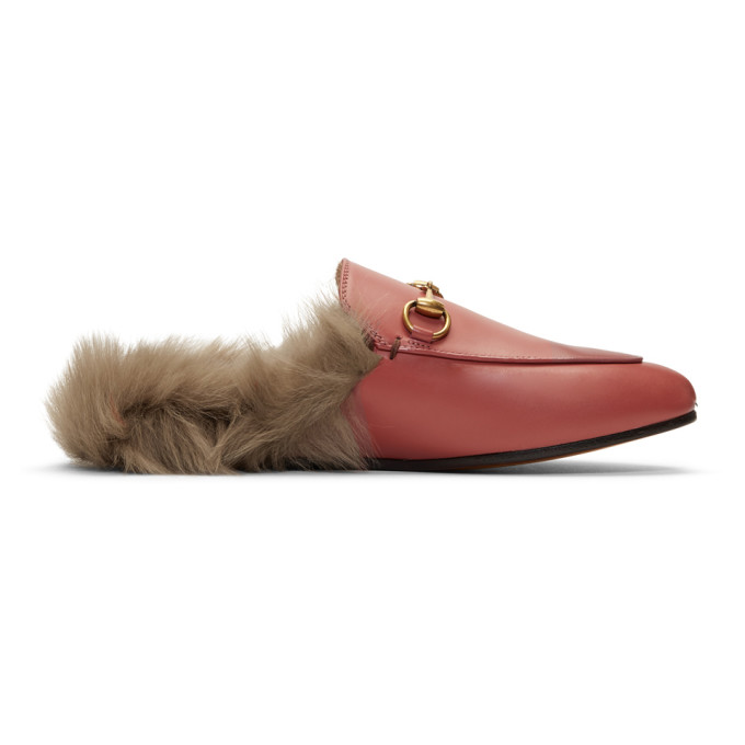 Gucci Pink Wool-Lined Princetown Slippers