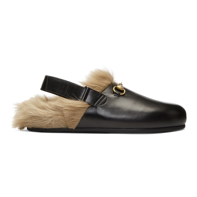 Gucci Black Horsebit River Slippers
