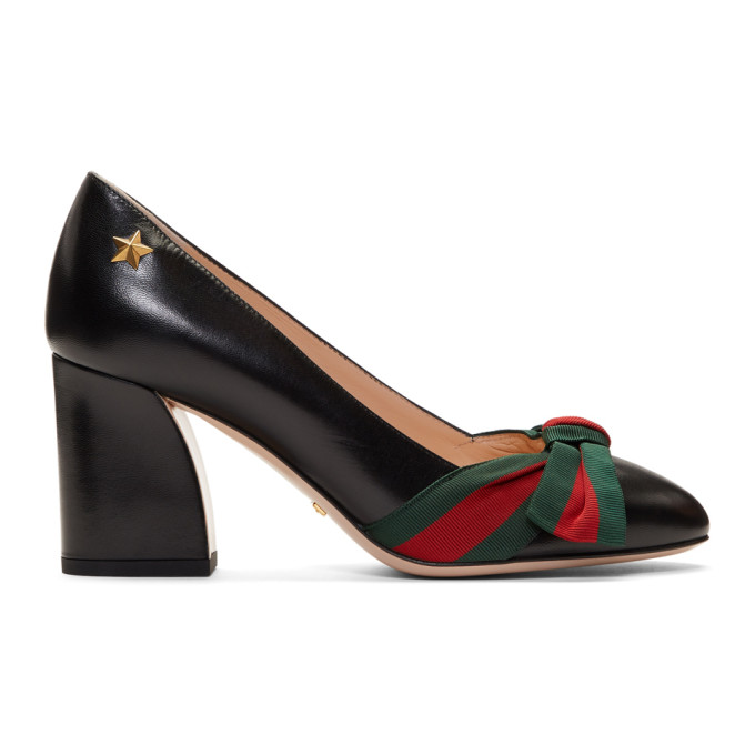 Gucci Black Grosgrain Bow Aline Heels