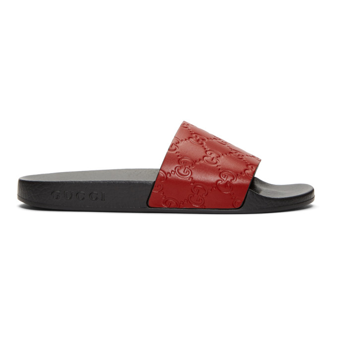 Gucci Red GG Supreme Pool Slides