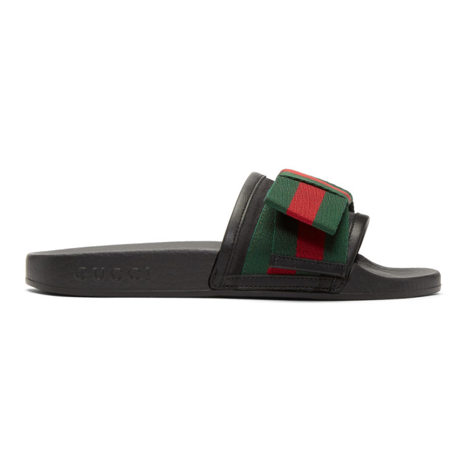 Gucci Black Bow Pool Slides