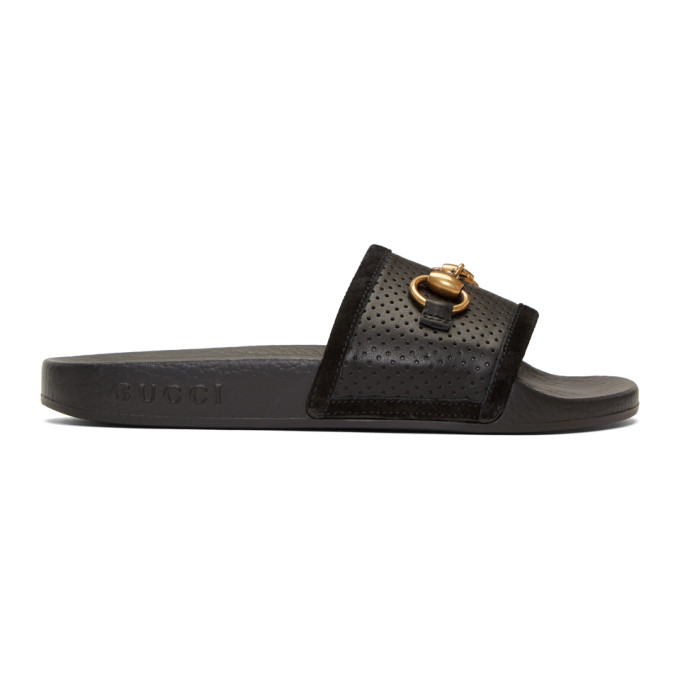 Gucci Black Horsebit Pursuit Slides