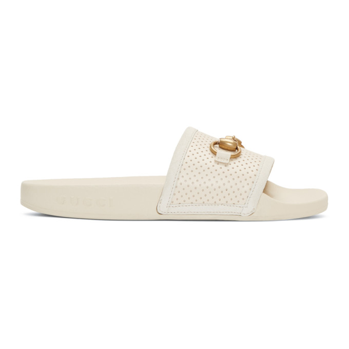 Gucci Ivory Horsebit Pursuit Slides