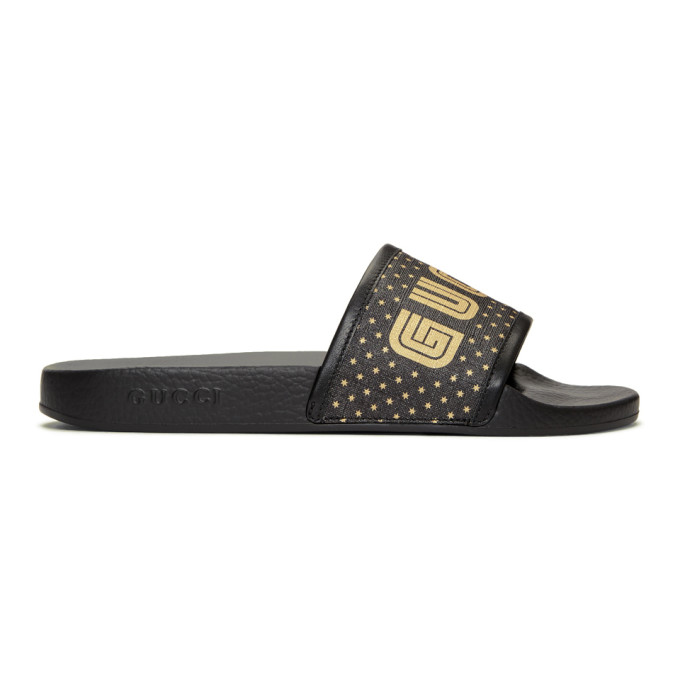 Gucci Black Sega 'Guccy' Pursuit Slides
