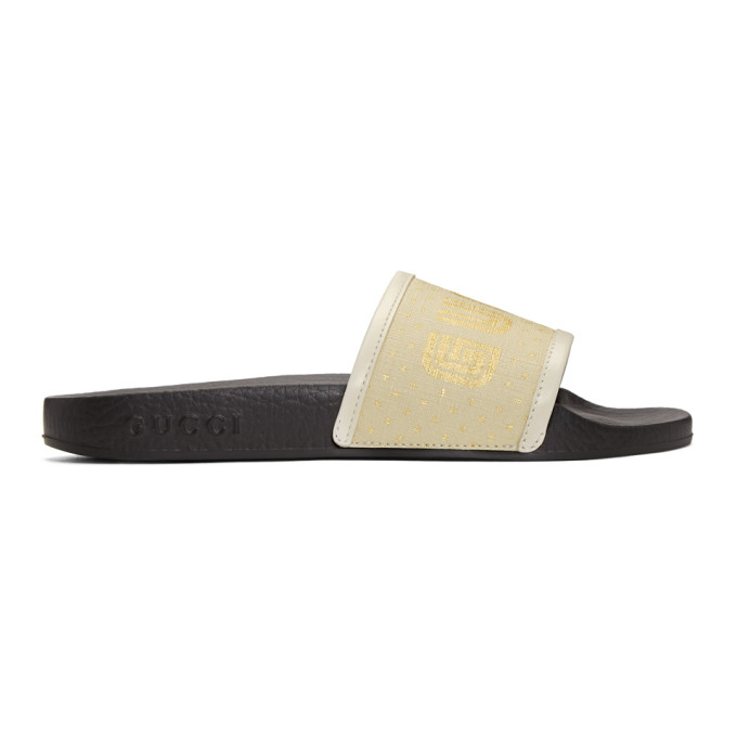 Gucci White Sega 'Guccy' Pursuit Slides