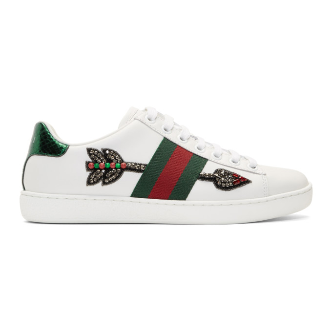 Gucci White Bleeding Arrow Ace Sneakers
