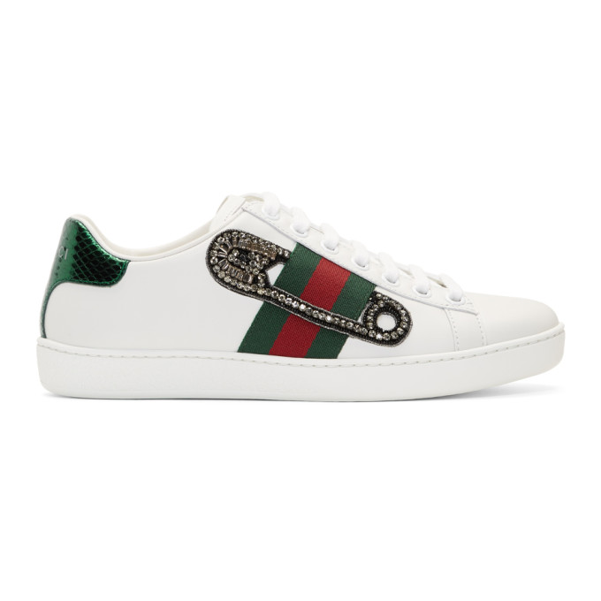 Gucci White Safety Pin Ace Sneakers