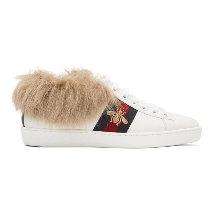 Gucci White New Ace Wool-Lined Sneakers