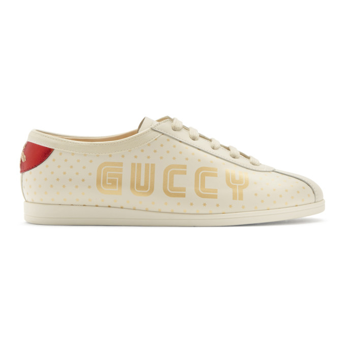 Gucci White Sega 'Guccy' Falacer Bowling Sneakers