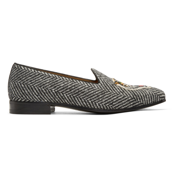 Gucci Black & White Gallipoli Loafers