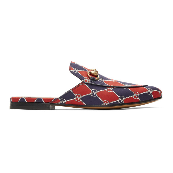 Gucci Navy & Red Kings GG Slippers