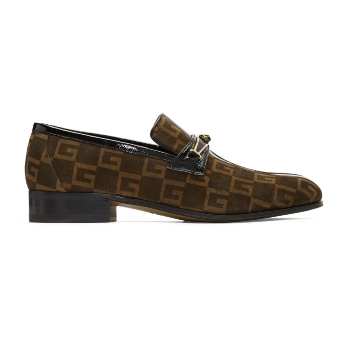 Gucci Brown Suede GG Fox Loafers