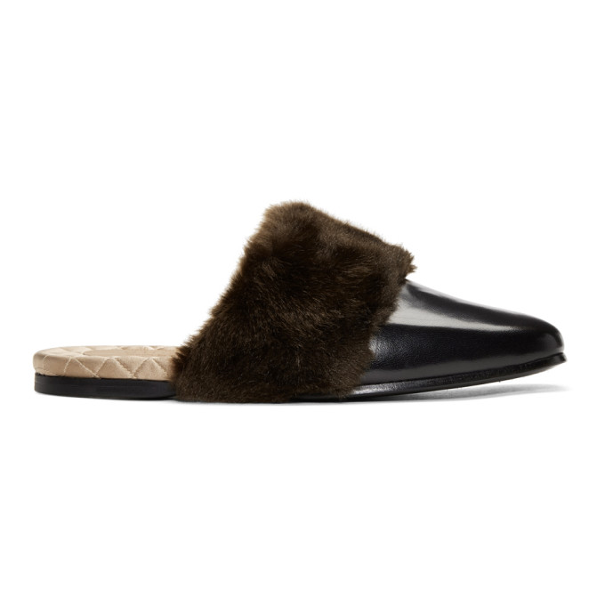Gucci Black Faux-Fur Lawrence Loafers