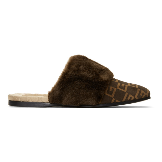 Gucci Brown Lawrence GG Slides