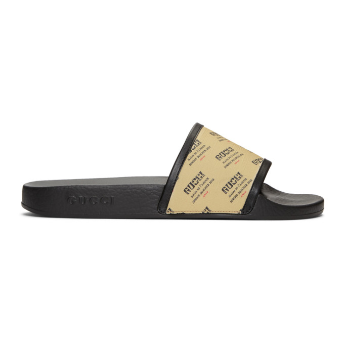 Gucci Off-White All Over Logo Stamp Pursuit Slides
