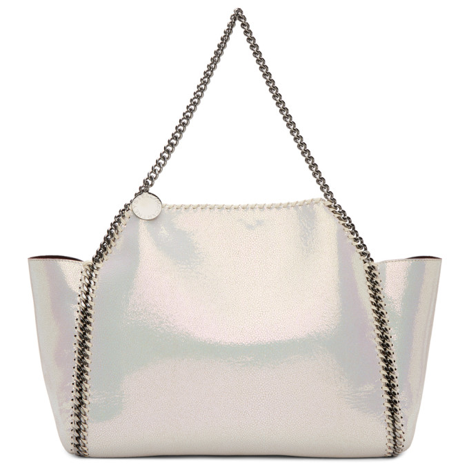 Stella McCartney Reversible White & Burgundy Shaggy Deer Falabella Tote