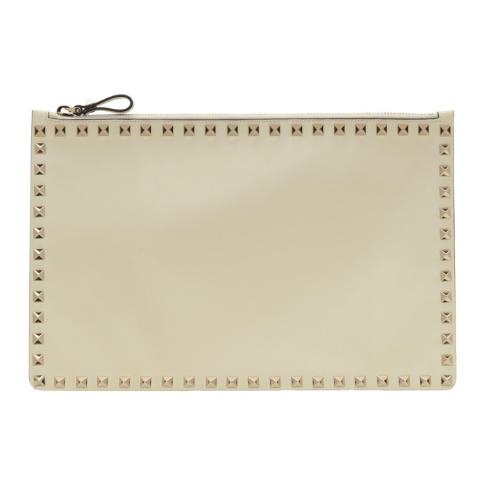 Valentino Ivory Valentino Garavani Rockstud Zip Pouch
