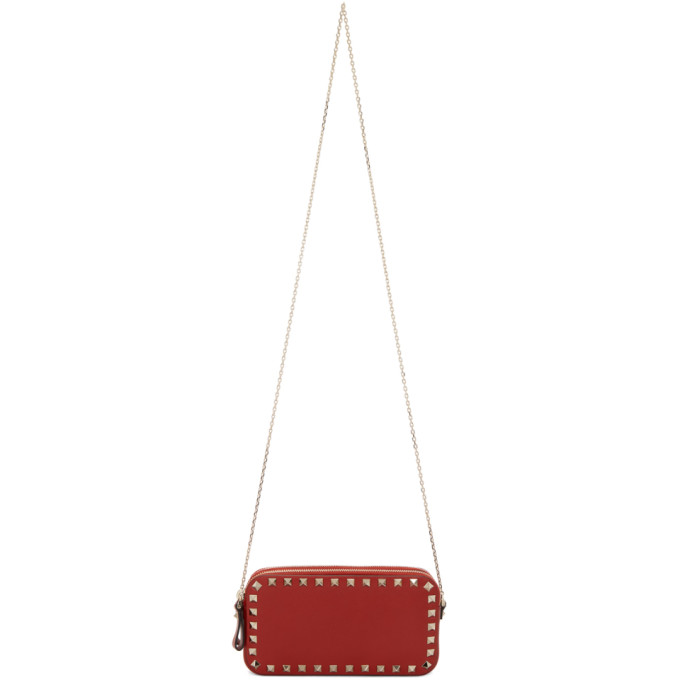 Valentino Red Valentio Garavani Rockstud Double Zipped Bag