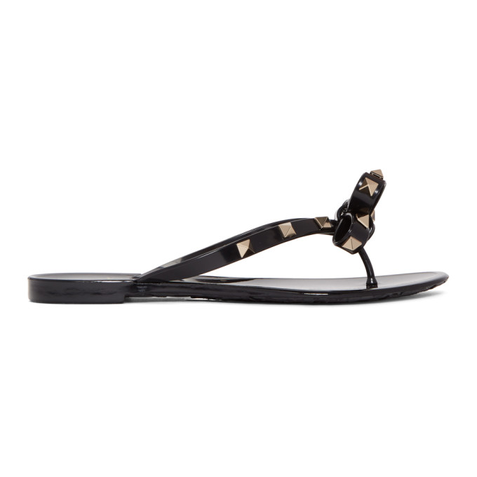 Valentino Black Valentino Garavani Rockstud Jelly Bow Sandals