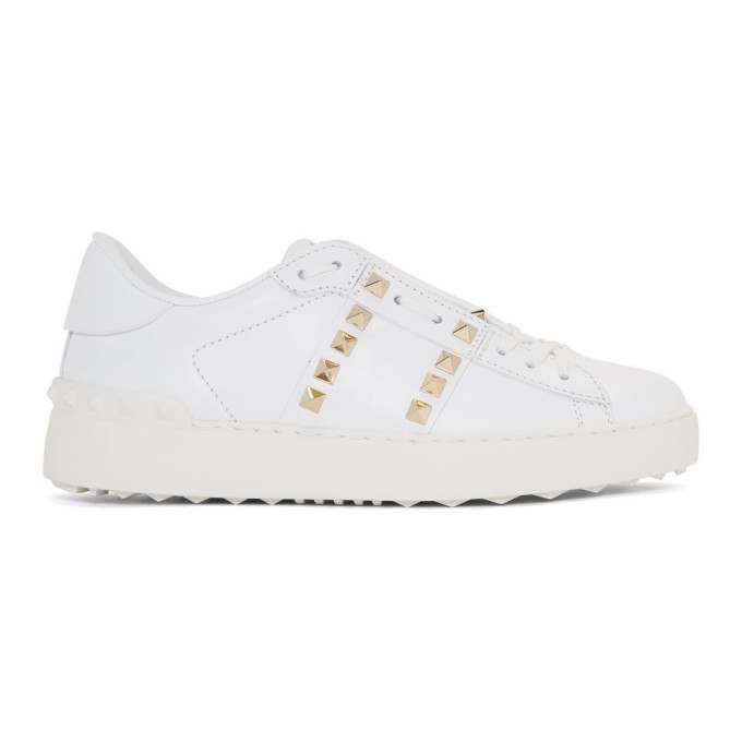 Valentino White Valentino Garavani 'Rockstud Untitled' 11 Open Sneakers