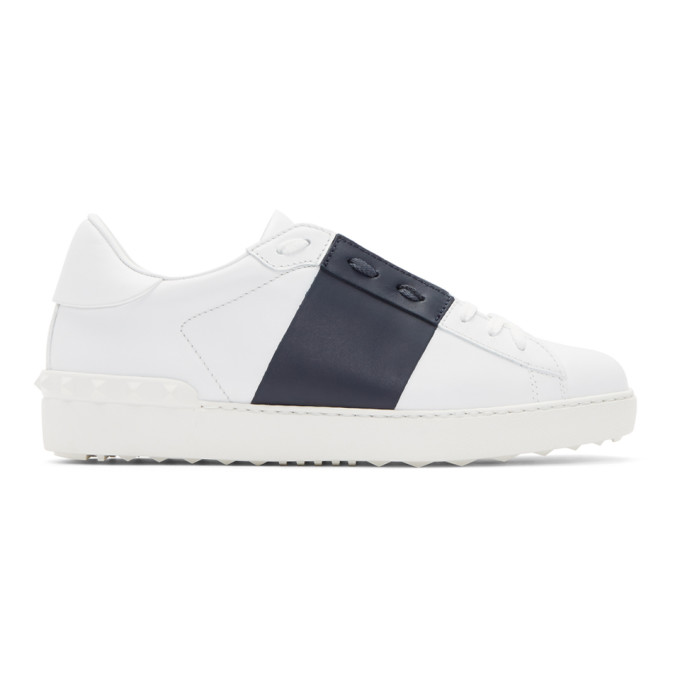 Valentino White & Navy Valentino Garavani Open Sneakers