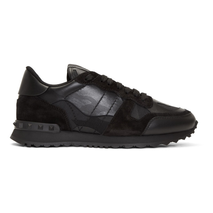 Valentino Black Valentino Garavani Camo Rockrunner Sneakers