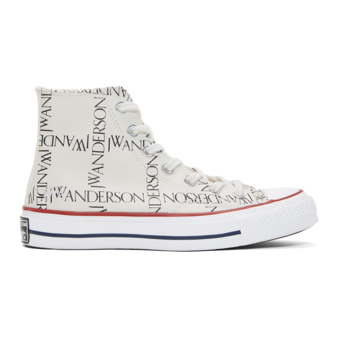 JW Anderson White Converse Edition All Over Logo Chuck Taylor All Star 70s Hi Sneakers