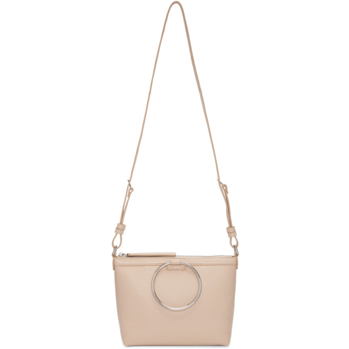 Kara Pink Pebble Leather Ring Crossbody Bag