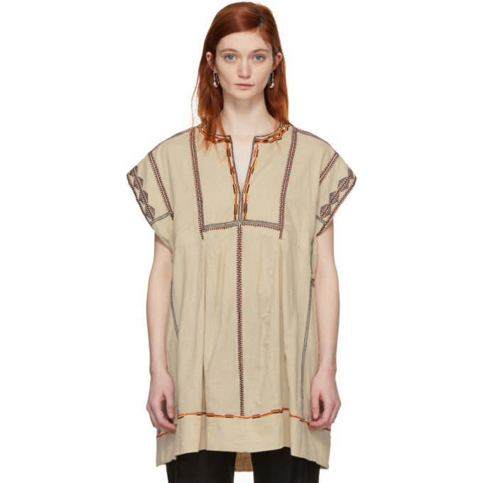 Isabel Marant Etoile Beige Embroidered Belissa Dress