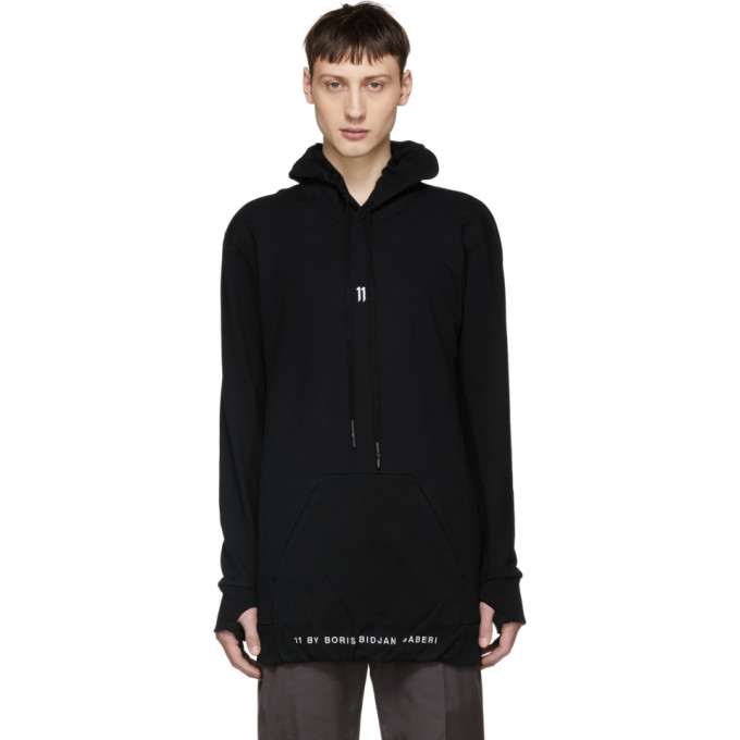 11 by Boris Bidjan Saberi Black Front Type Logo Hoodie - 181610M202003