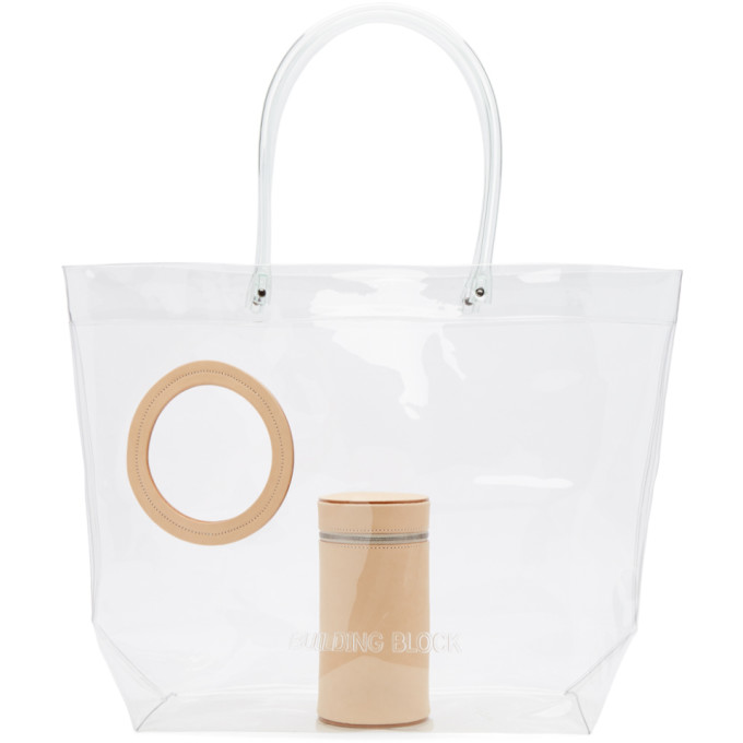 Building Block Beige Transparent Vinyl Peephole Tote
