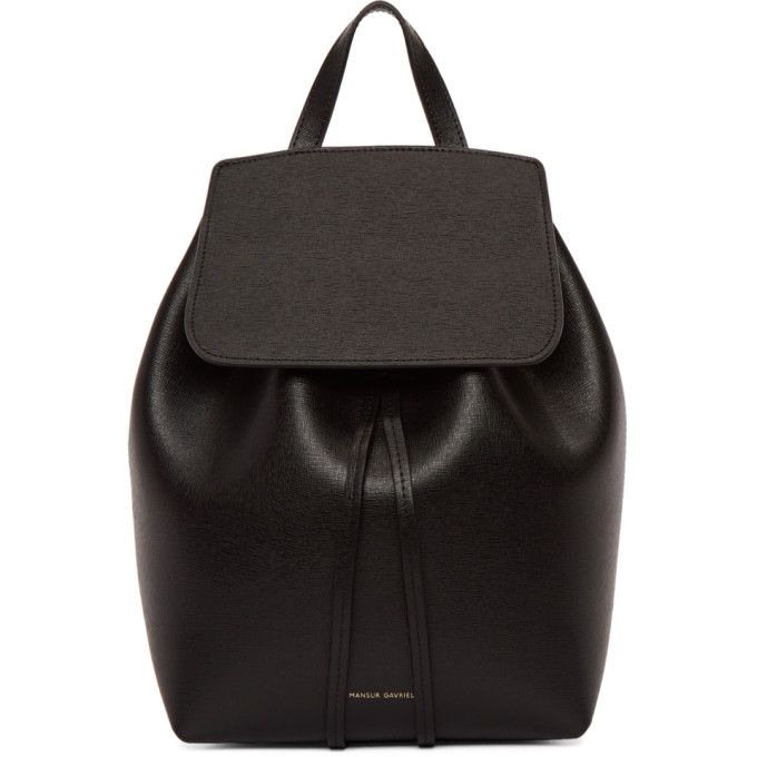 Mansur Gavriel Black Mini Saffiano Leather Backpack